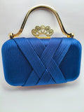Royal Blue Crown /Royal Gold Crystal Handle Clutch