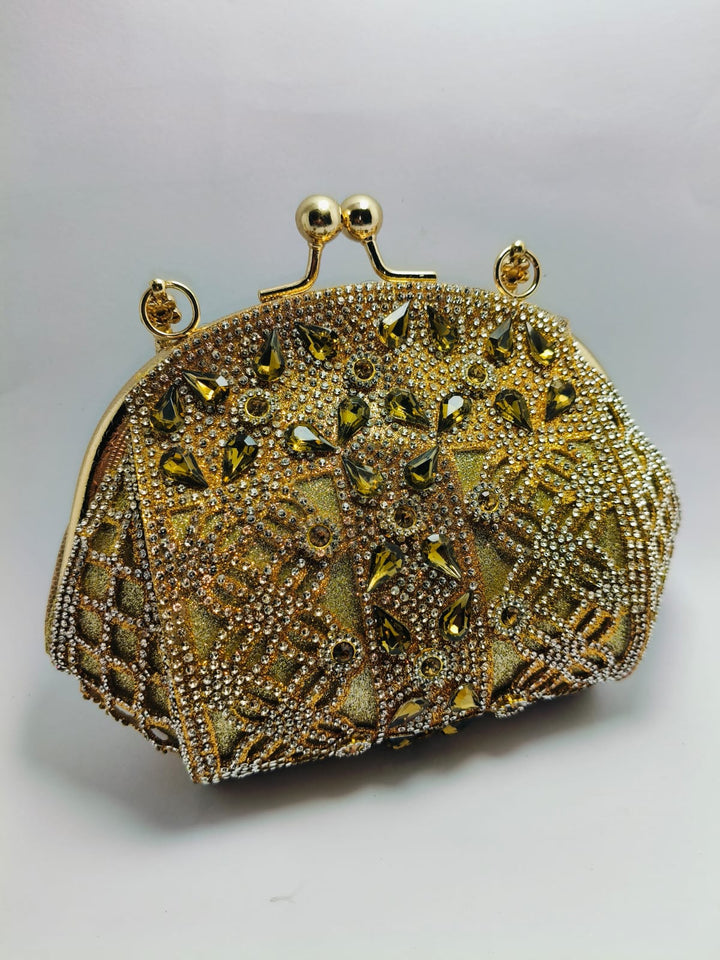 Elegant Design Metal Body fully stone bridal clutch stylish purse