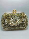 Golden fancy stylish bridal party wedding crystal clutch