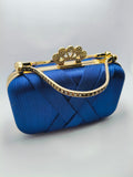 Royal Blue Crown /Royal Gold Crystal Handle Clutch
