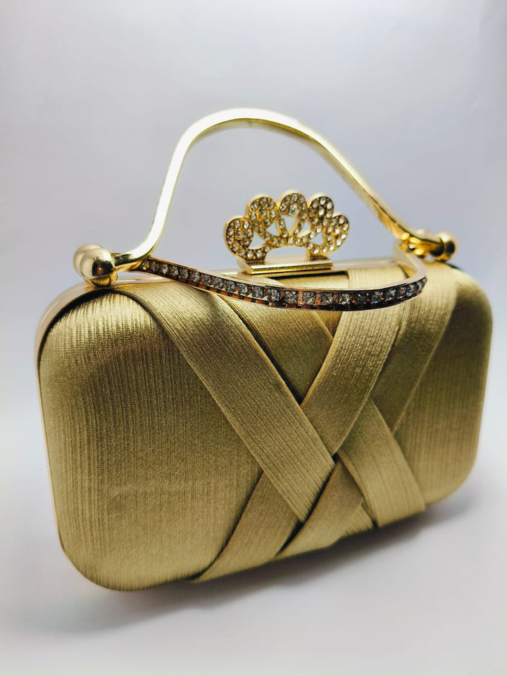 Royal Blue Crown /Royal Gold Crystal Handle Clutch