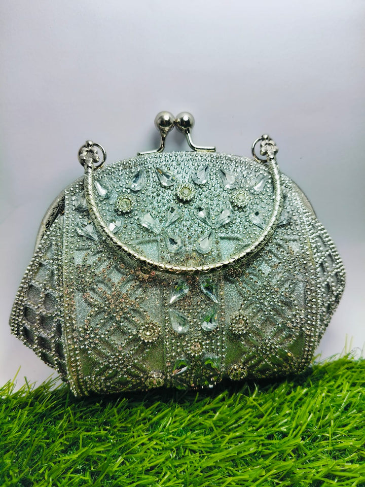 Elegant Design Metal Body fully stone bridal clutch stylish purse